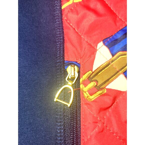 Vintage L-RL Lauren Active Women's Full Zip Quilted Jacket Equestrian Print 1X - Picture 6 of 8